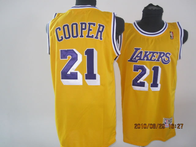 NBA Los Angeles Lakers 21 Michael Cooper Authentic Yellow Throwback Jersey